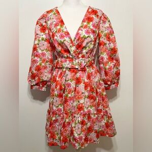 SHOL Los Angeles Cottagecore Floral Belted Dress